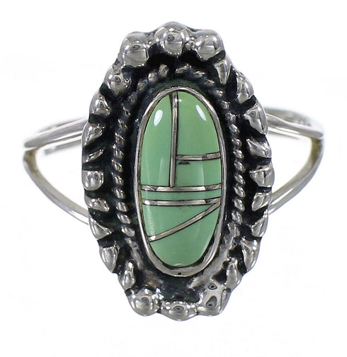 Southwestern Turquoise Jewelry Sterling Silver Ring Size 8-1/2 AX88282